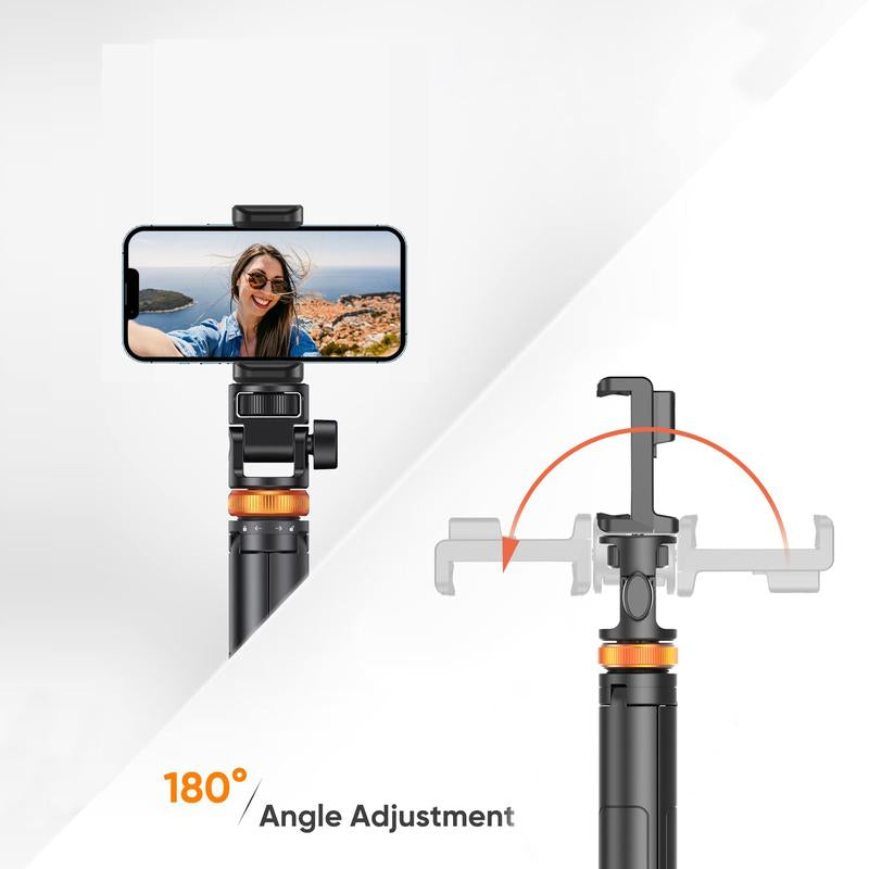 61" Phone Tripod for Iphone/Android & Selfie Stick with Remote, Upgraded Stand, Compatible with Iphone 16/15/14/13, Travel-Friendly & Stable