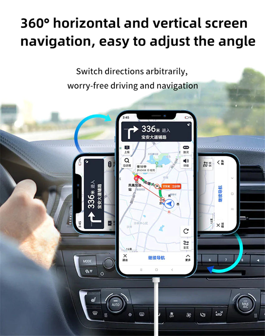 65W Magnetic Wireless Car Charger Air Vent Mount Phone Holder for Iphone 14 13 12 Pro Max Car Fast Wireless Charging Station