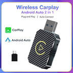 2 in 1 Wireless Carplay Adapter&Android Mini Auto Wireless Adapter, 5Ghz Wifi Type-C/Usb Plug & Play Carplay Wireless Adapter