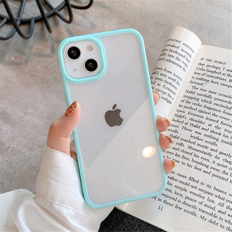 Candy Shockproof Silicone Bumper Phone Case for Iphone 14 11 12 13 Pro Max X XS XR 8 7 plus SE Transparent Protection Back Cover