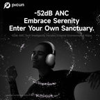 Picun F8 Pro Wireless Headphones - 52Db Noise Cancellation, 5 Smart ENC Mics, Detachable Fabric Ear Cushions, 120 Hour Standby, Seamless Dual Device Connection for All-Day Use and Boosted Productivity