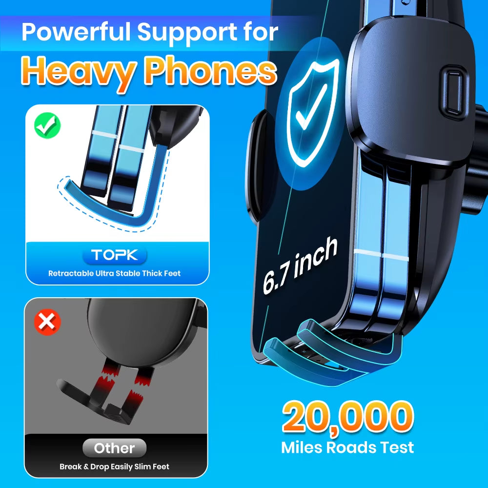 Car Phone Holder Air Vent Car Phone Mount Upgrade Hook Clip Gravity,Aluminum Car Cradle for Iphone 15 14 13 12 11 Pro Max