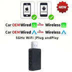 2 in 1 Wireless Carplay Adapter&Android Mini Auto Wireless Adapter, 5Ghz Wifi Type-C/Usb Plug & Play Carplay Wireless Adapter