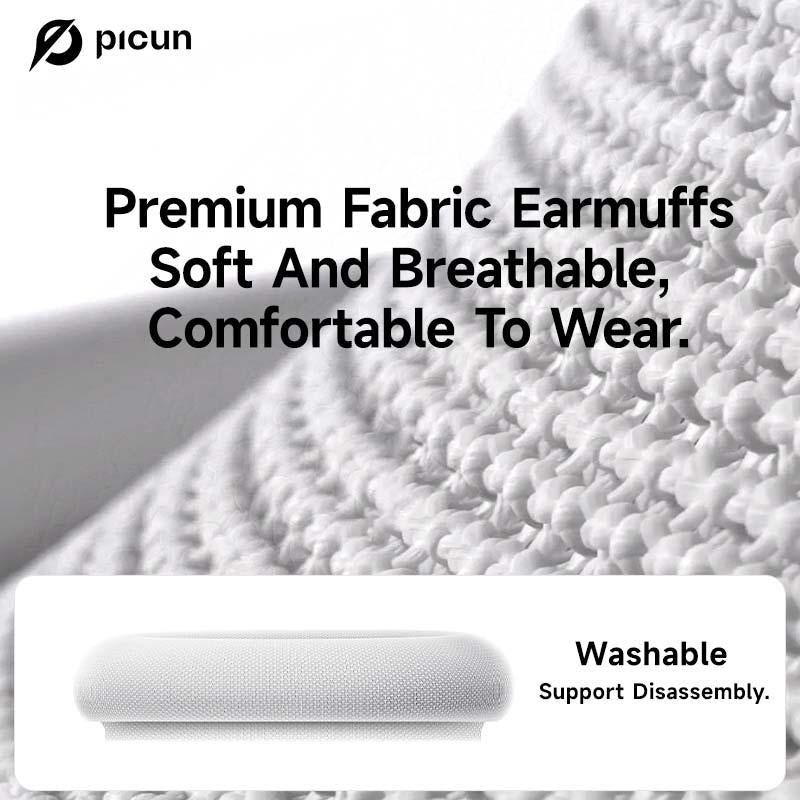 Picun F8 Pro Wireless Headphones - 52Db Noise Cancellation, 5 Smart ENC Mics, Detachable Fabric Ear Cushions, 120 Hour Standby, Seamless Dual Device Connection for All-Day Use and Boosted Productivity