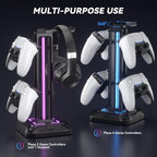KDD Headset Halterung Mit 9 Lichtmodi - Controller Halter Schreibtisch - Drehbarer Gaming Kopfhörer Ständer & Abnehmbarer Controller Haken Für Gamer PC Xbox ONE PS5 Gaming Zubehör (Schwarz)