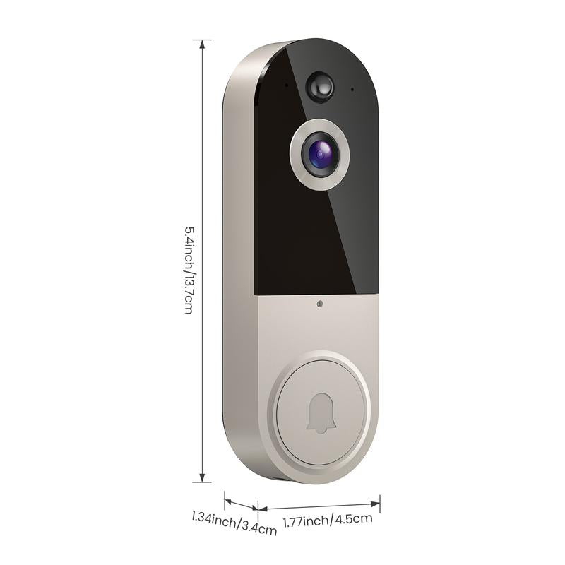 Doorbell Camera Wireless, Smart Wifi Video Doorbell, 1080P, Video Doorbell Camera with 2 Way Audio, AI Human Detection, Night Vision, Cloud Storage, Battery Powered, Easy Installation, 2.4G Wifi Only