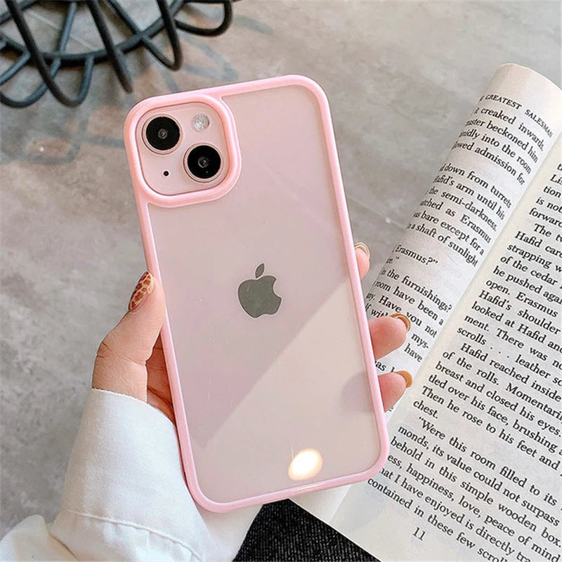 Candy Shockproof Silicone Bumper Phone Case for Iphone 14 11 12 13 Pro Max X XS XR 8 7 plus SE Transparent Protection Back Cover