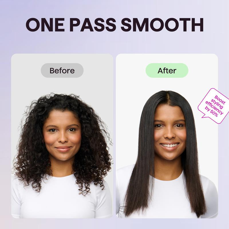 Wavytalk Steam Sesh Hair Straightener, Nano-Titanium Straightening Brush with Detachable Comb & 1.38'' Wide Plate for Frizz-Free, Shiny Hair