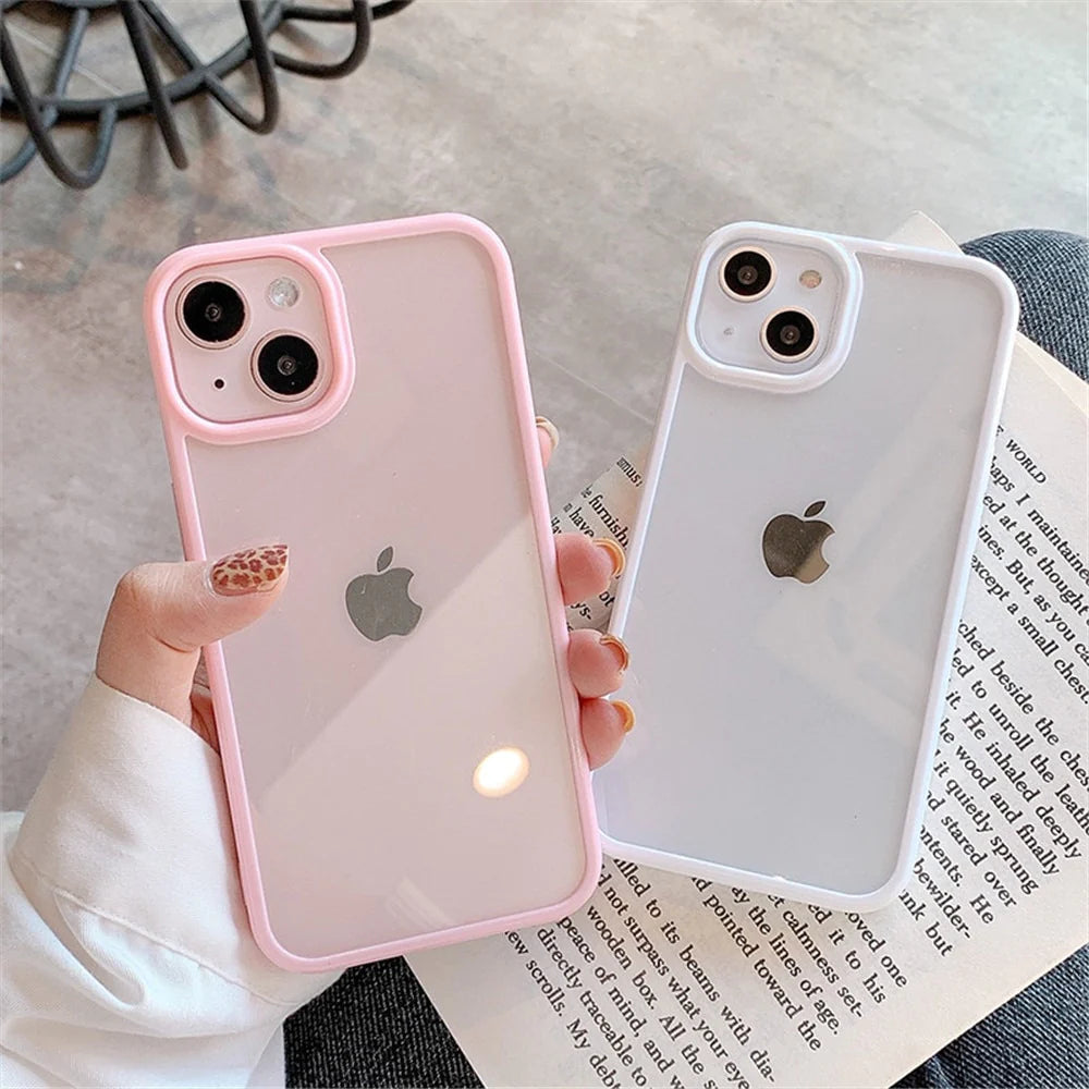 Candy Shockproof Silicone Bumper Phone Case for Iphone 14 11 12 13 Pro Max X XS XR 8 7 plus SE Transparent Protection Back Cover
