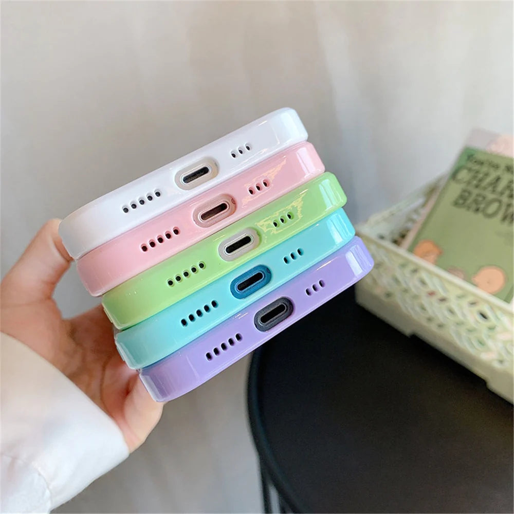 Candy Shockproof Silicone Bumper Phone Case for Iphone 14 11 12 13 Pro Max X XS XR 8 7 plus SE Transparent Protection Back Cover